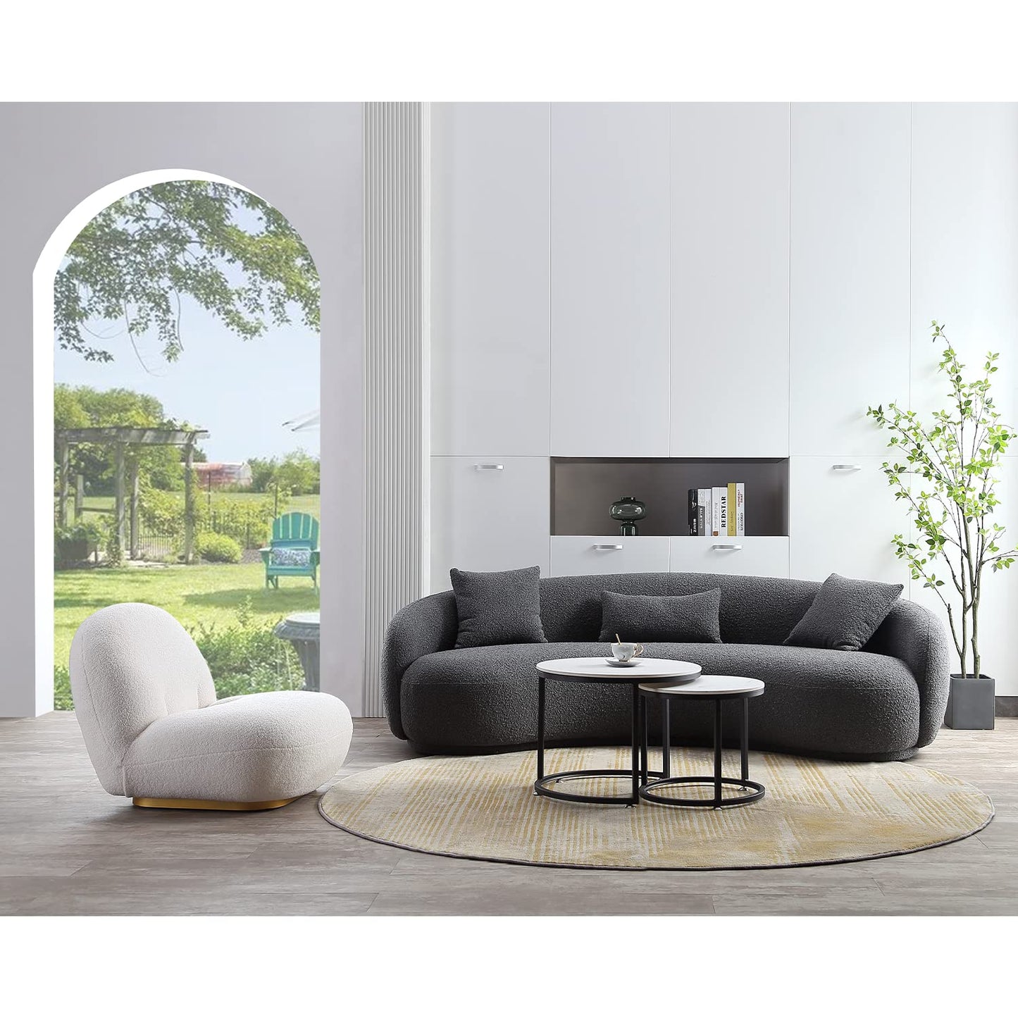 Mid Century Modern Curved Living Room Sofa