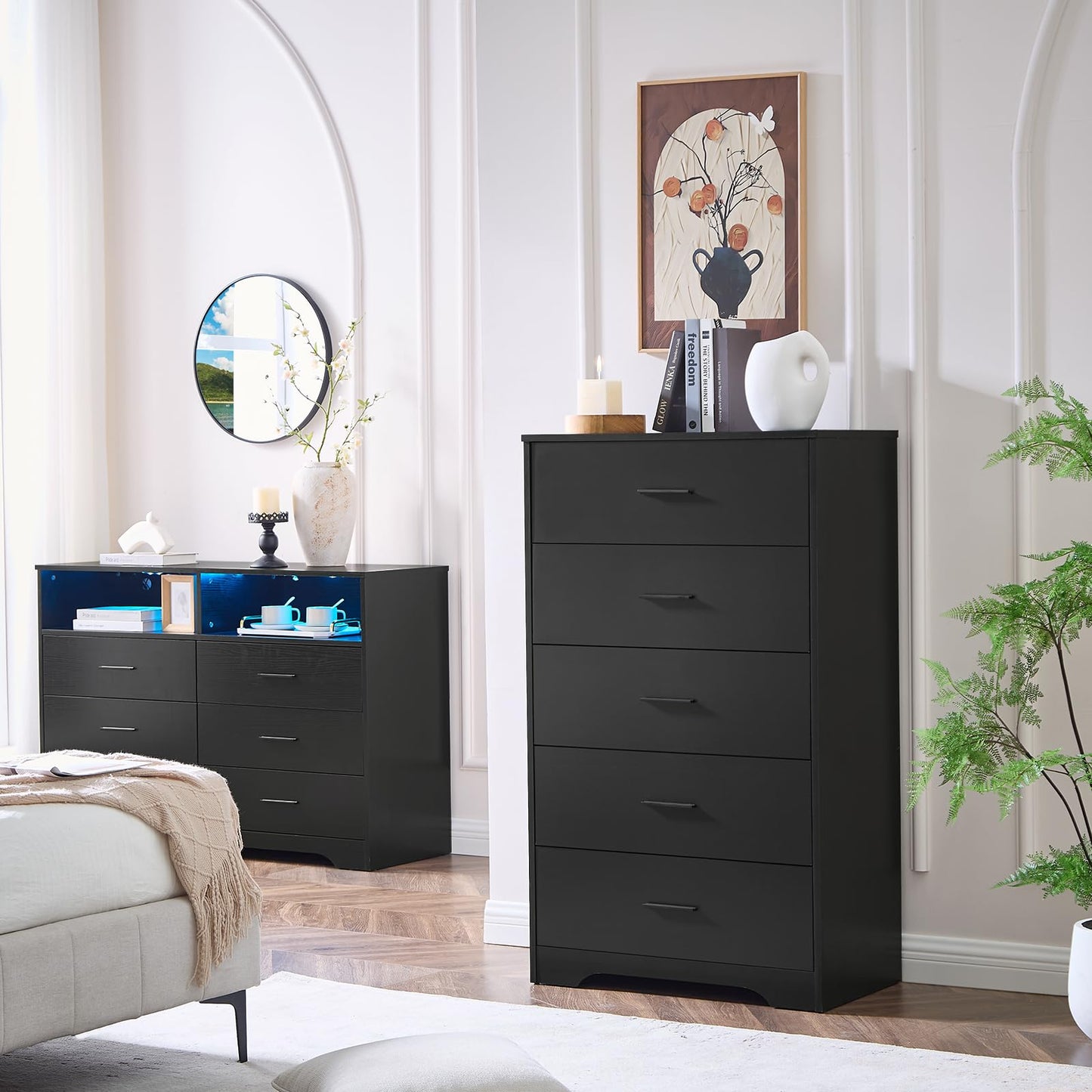 Black Chests of Drawers - 7 Inches Tall
