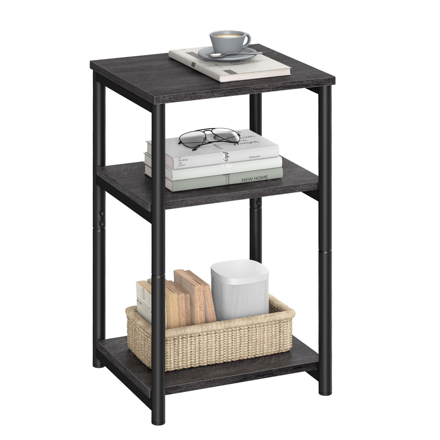 Misty Gray + Classic Black End Side Table