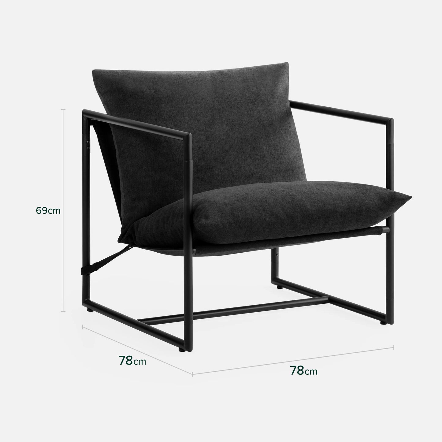 Metal Framed Armchair with Shredded Foam Cushioning