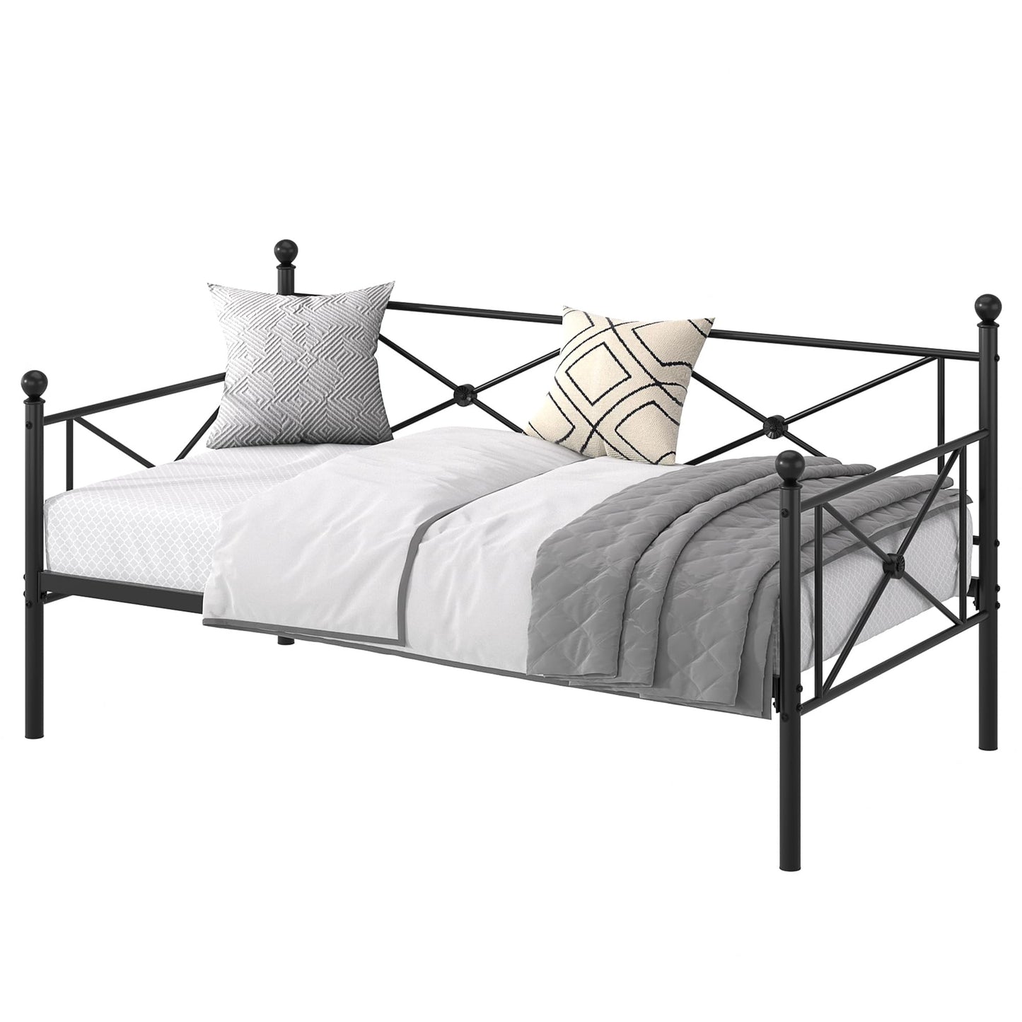 Metal Day Bed with Stylish Headboard