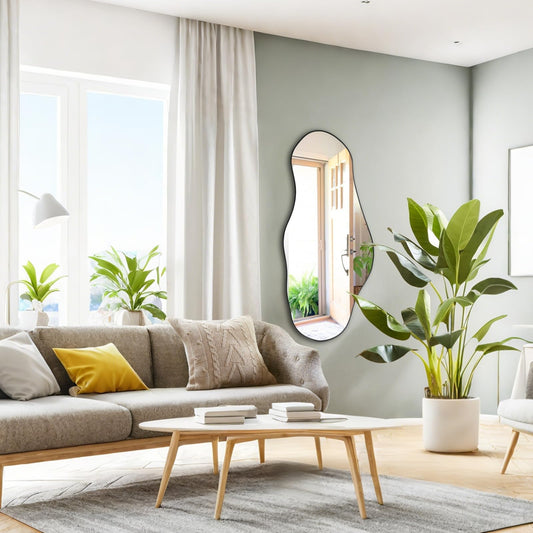 47.2"x21.4" Asymmetrical Oblong Mirror, Cloud Shaped Mirror