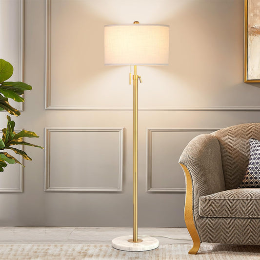 Modern Floor Lamp for Living Room, Adjustable Height Standing Lamp with Marble Base