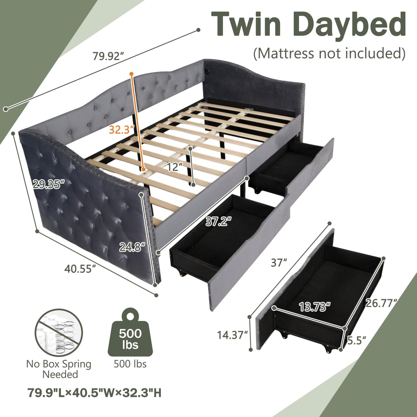 Daybed with Storage Drawers - Twin