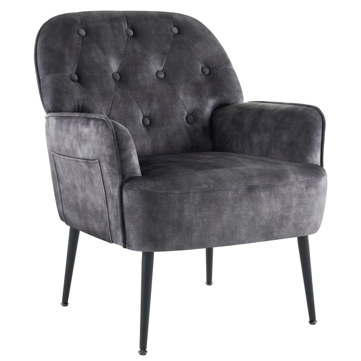 Single Sofa Chair with Arms, Metal Legs