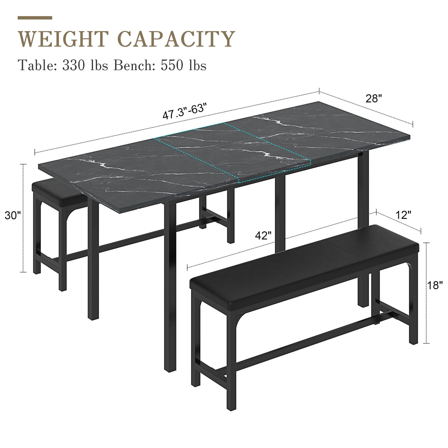 Black Extendable Kitchen Table