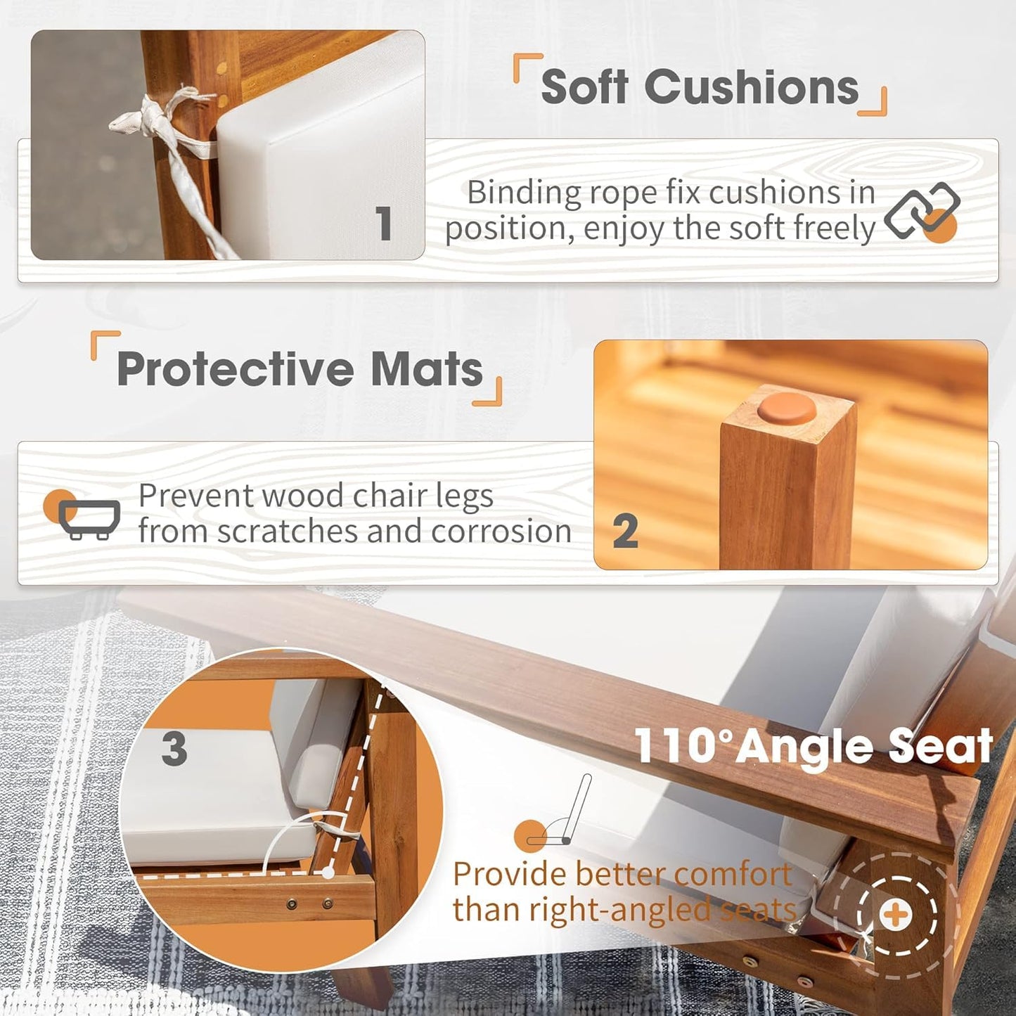 4 Piece Acacia Wood Outdoor Conversation Sofa Set with Table