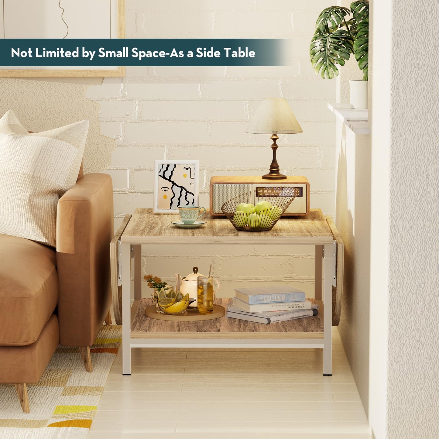 2-Tier Extended Coffee Tables-Oak