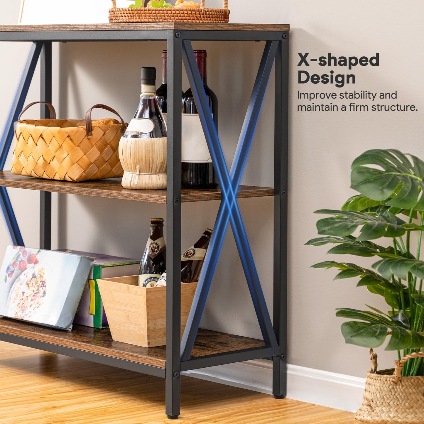 Industrial 3-Tier Narrow Console Table