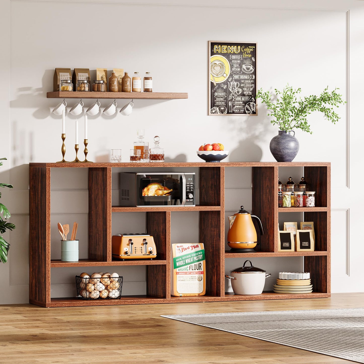 4-Tier Entryway Table Behind Sofa with 9 Cubbies for Living Room