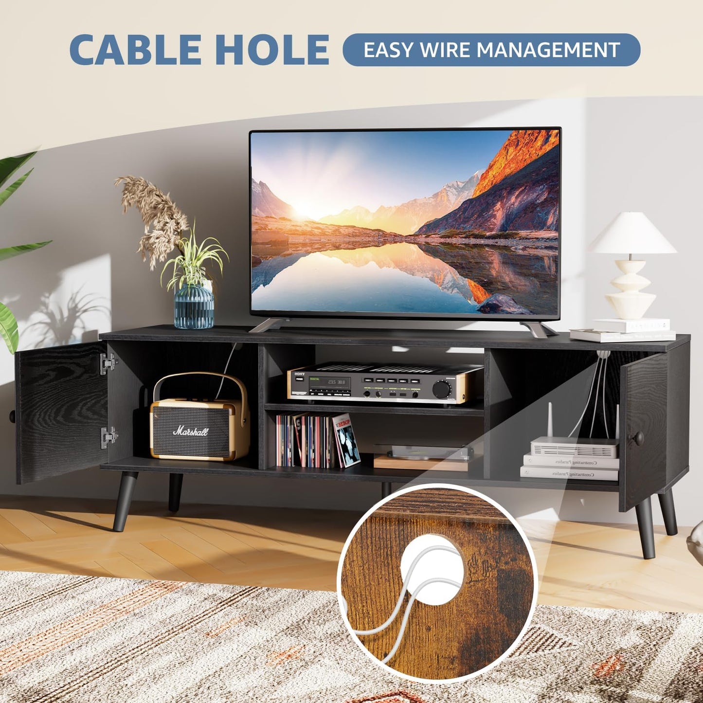 Black wood TV Stand