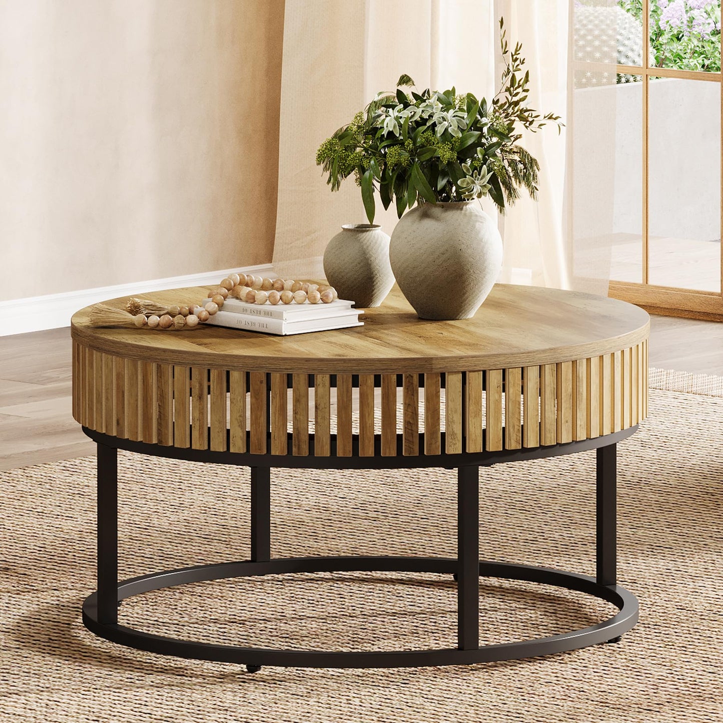 31.5" Circle Cocktail Center Table for Living Room