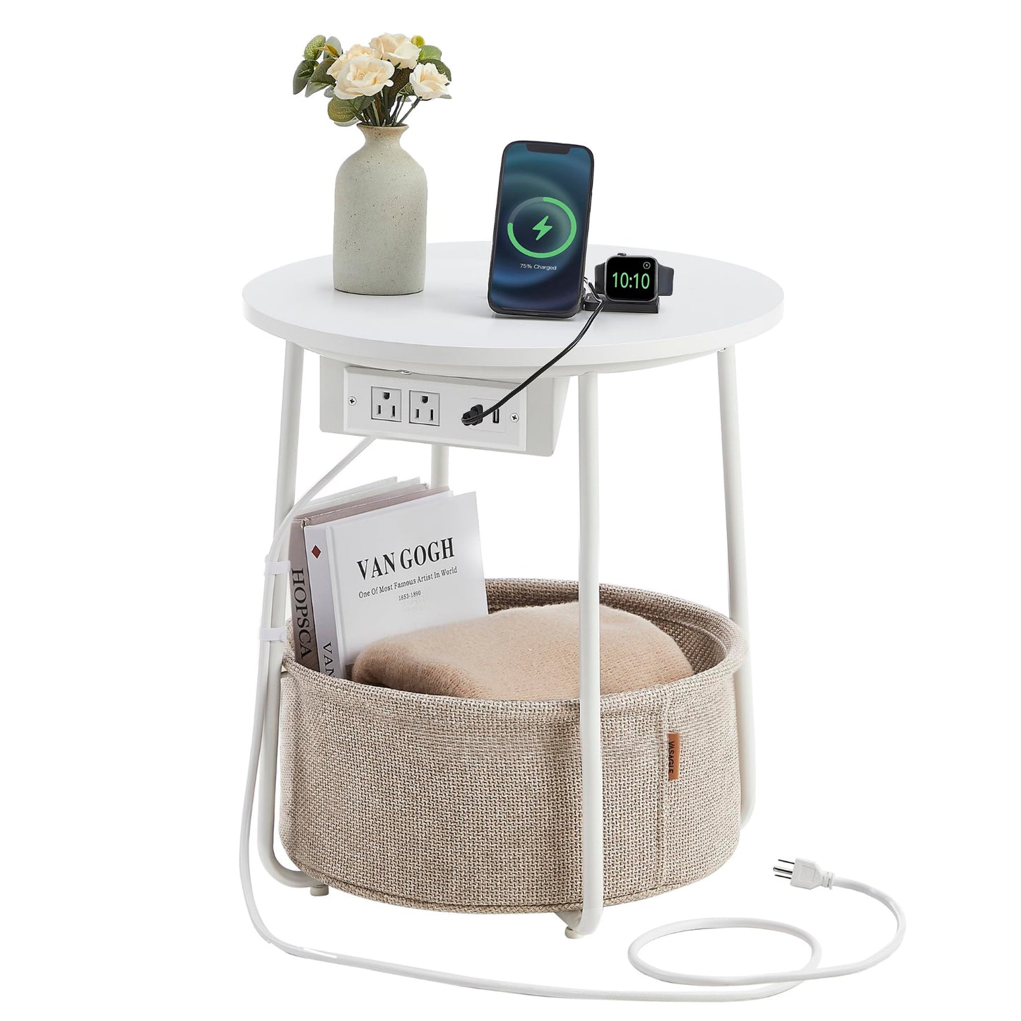Side Table with Charging Station