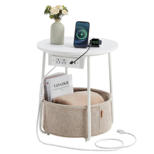 Side Table with Charging Station