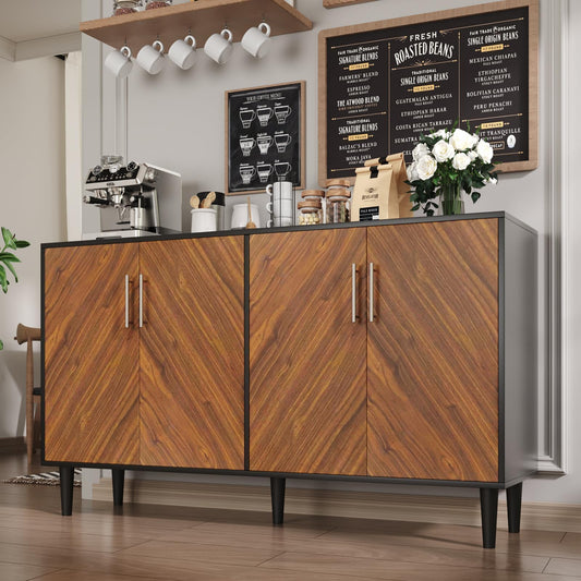 58” Coffee Bar Cabinet with Doors & Adjustable Shelves