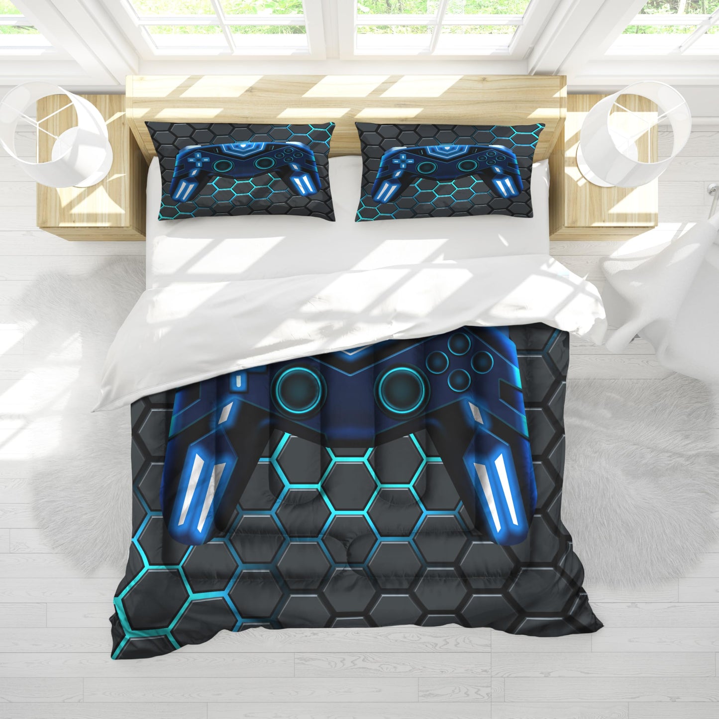 Comforter Twin Size Video Game Console Geometric Bedding Sets