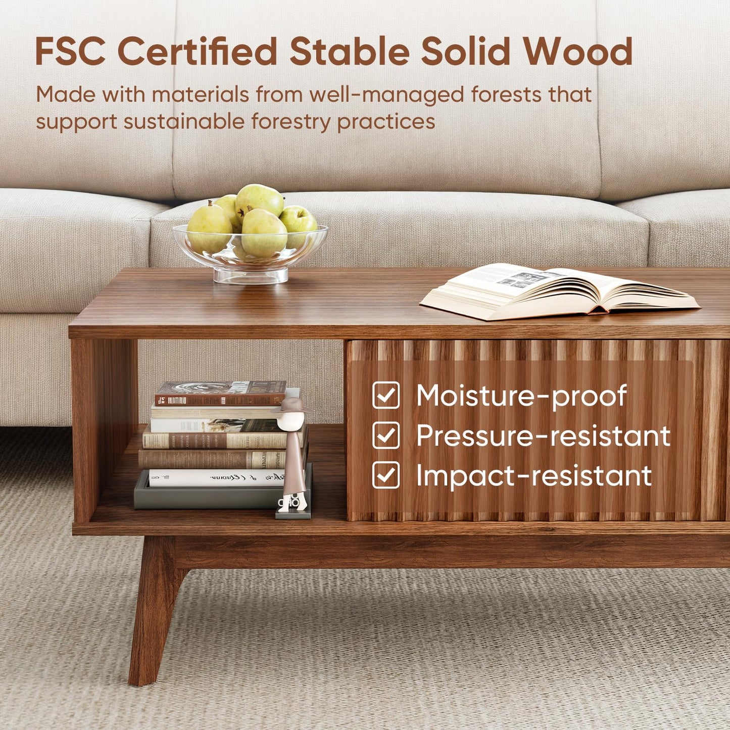 39.4" Fluted Coffee Table