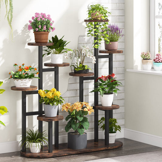 Multi-Tiered 11 Potted Plant Shelf Flower Stands