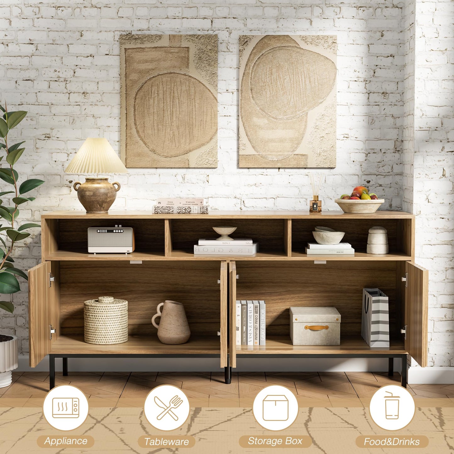 Mid Century Modern Sideboard Buffet with Storage