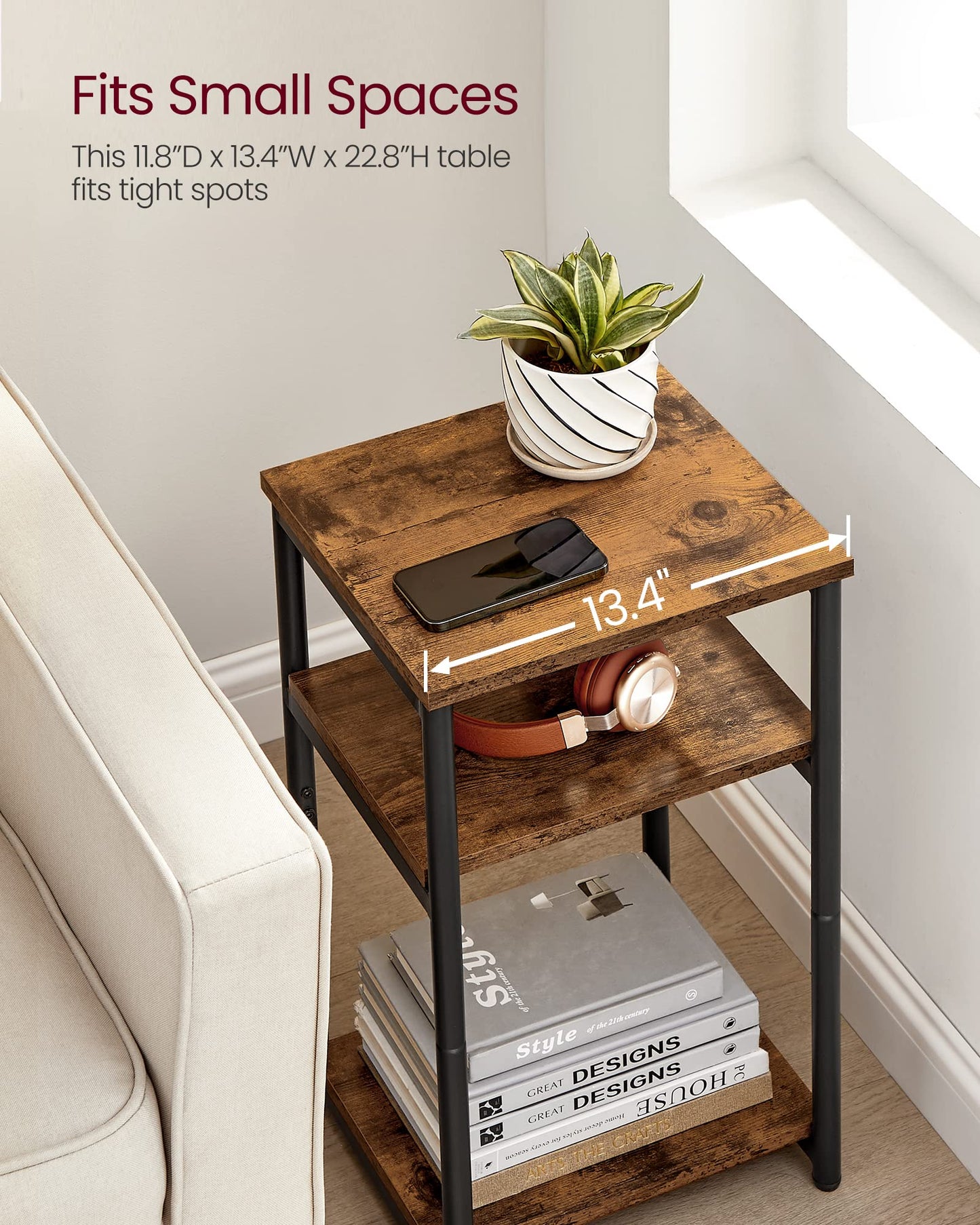 Rustic Brown + Classic Black  SideTable