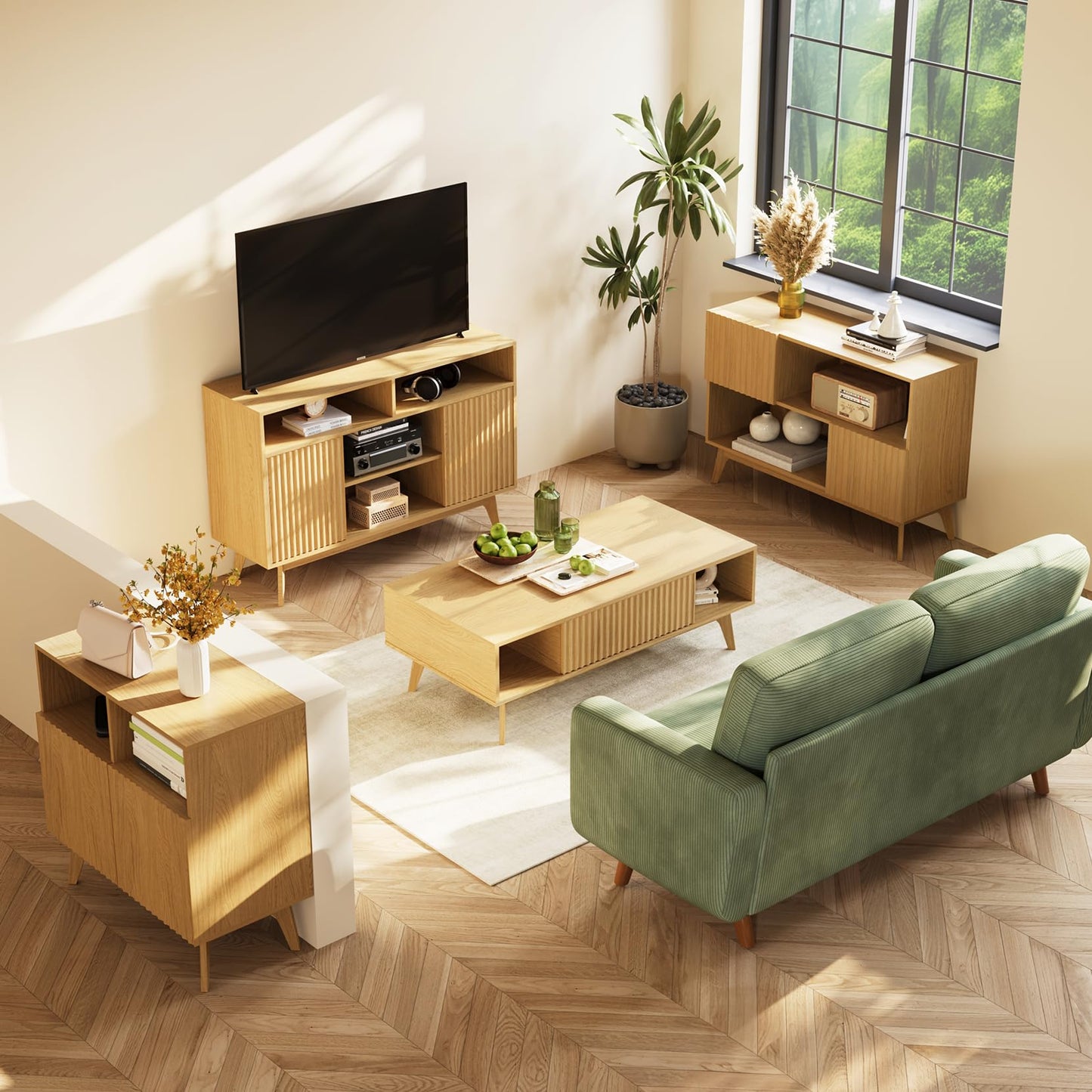 39.4" Oak Coffee Table
