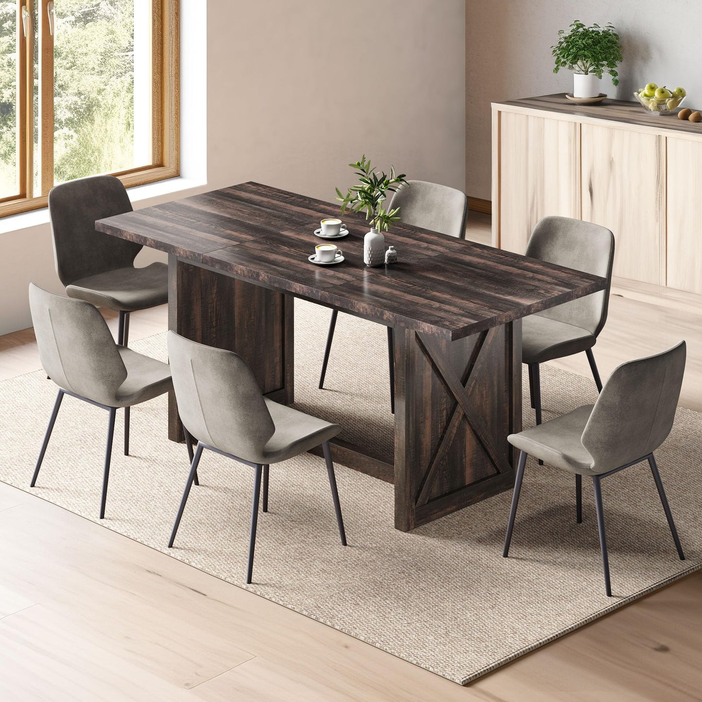 Grey Large Farmhouse Dining Table