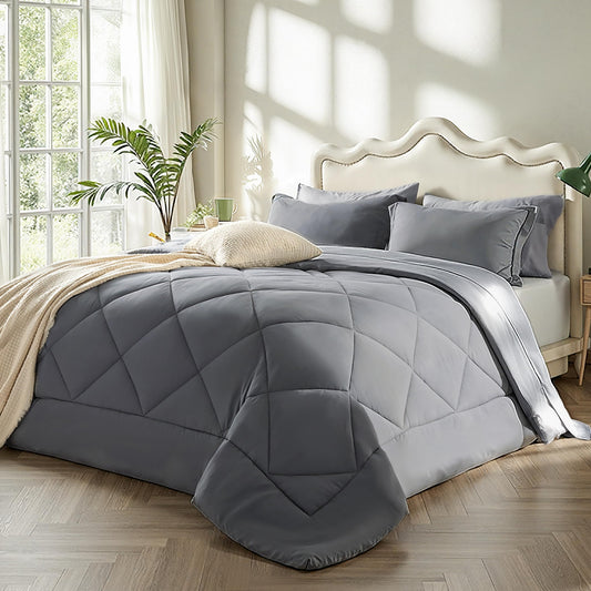 7 Pieces Reversible Comforter Set - Queen