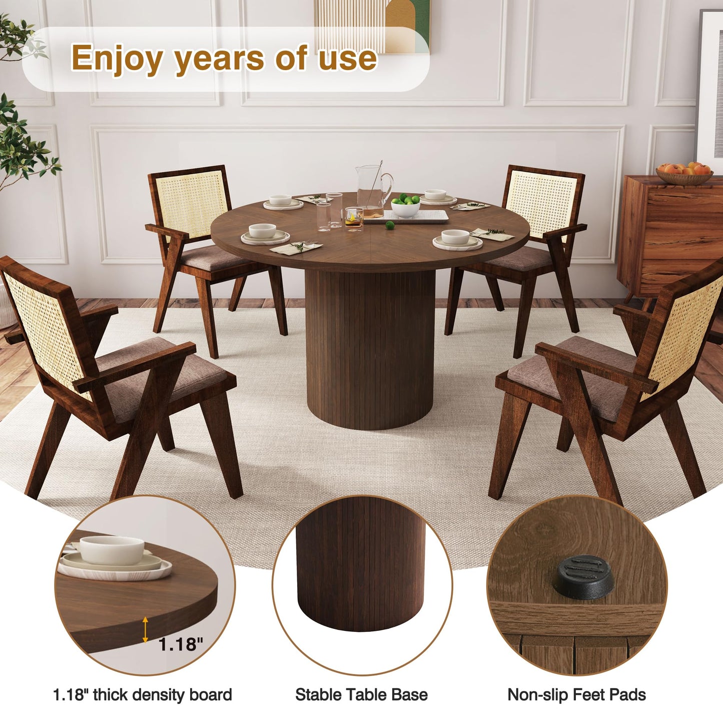 Walnut Round Dining Table