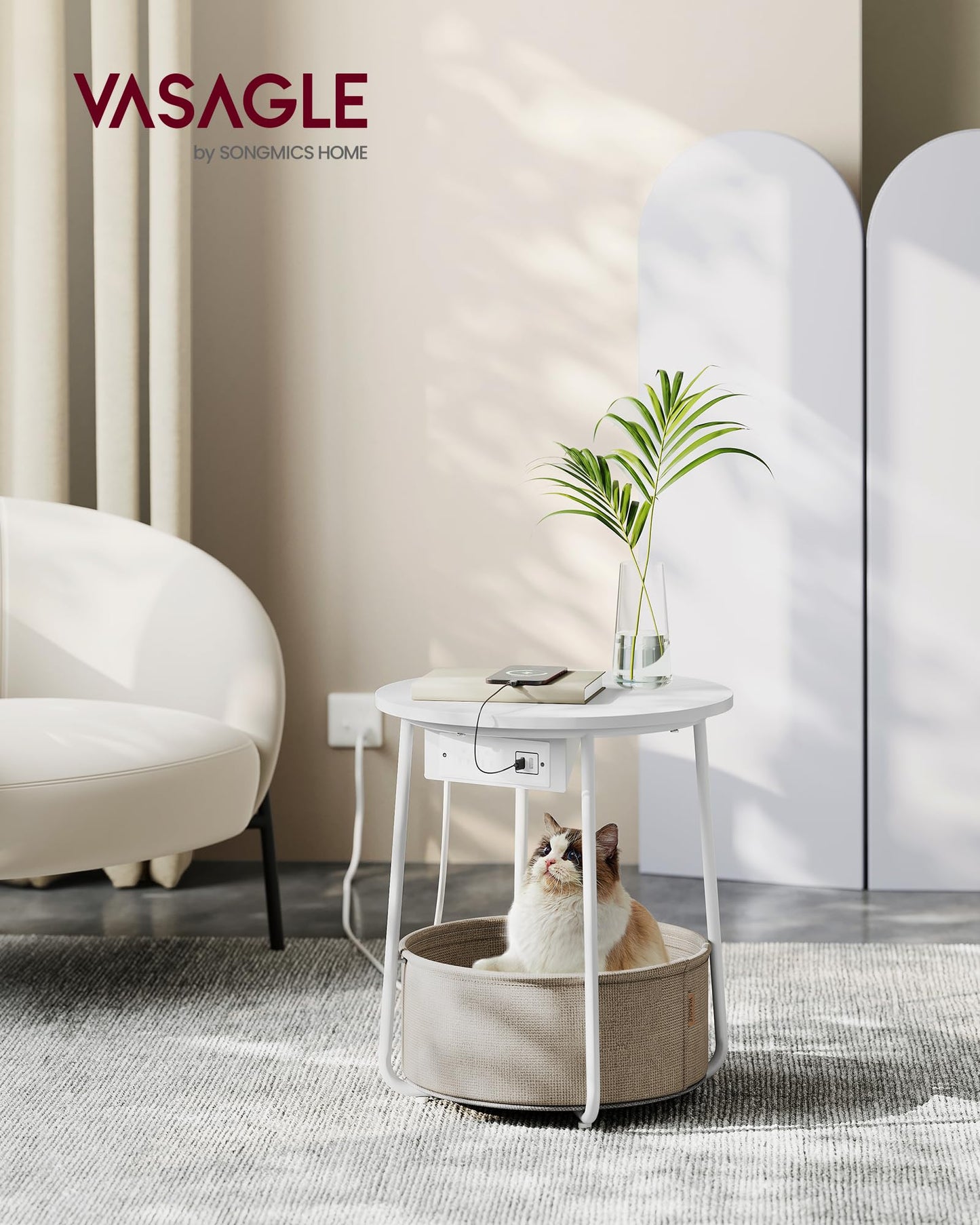 Side Table with Charging Station