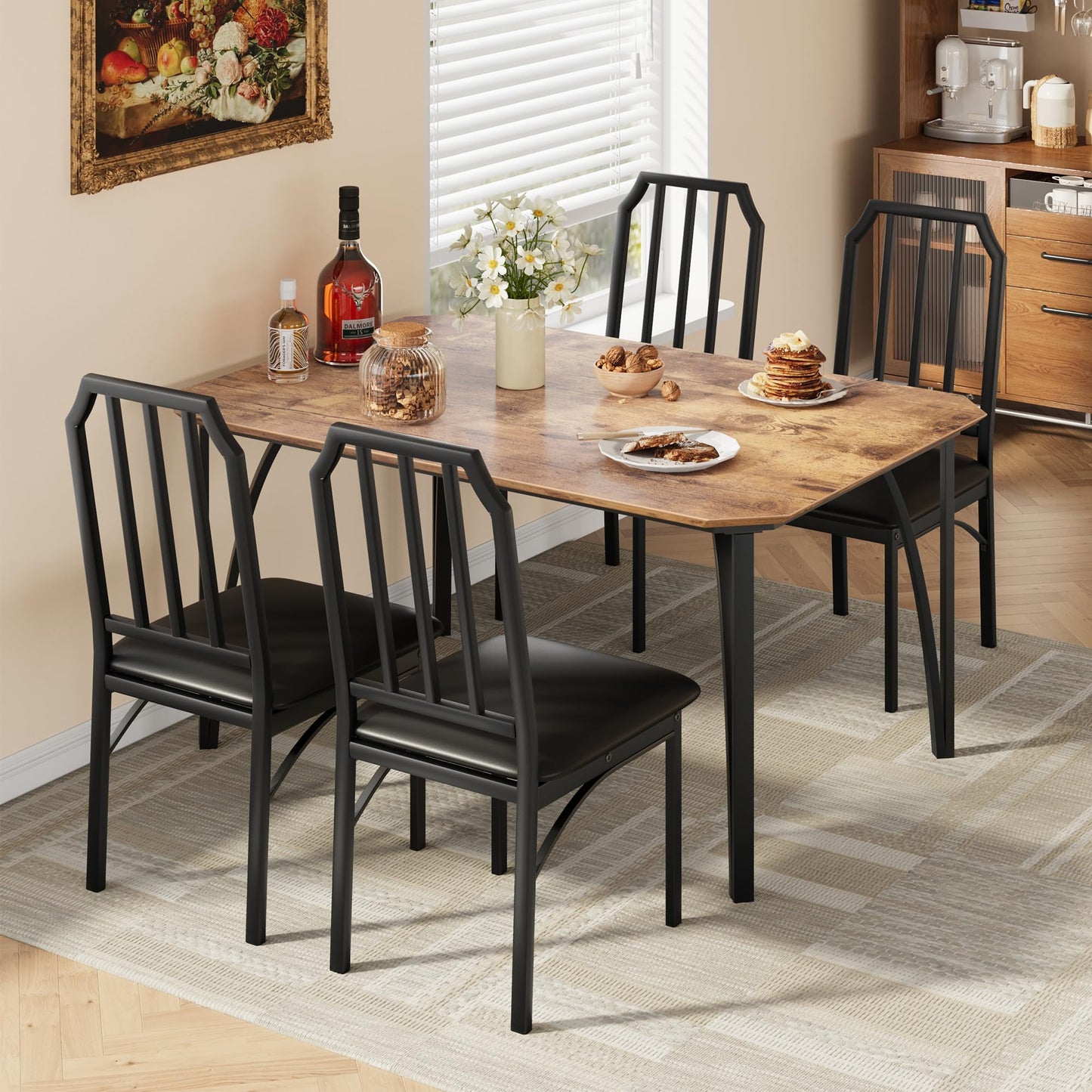 Rustic Brown Dining Table Set