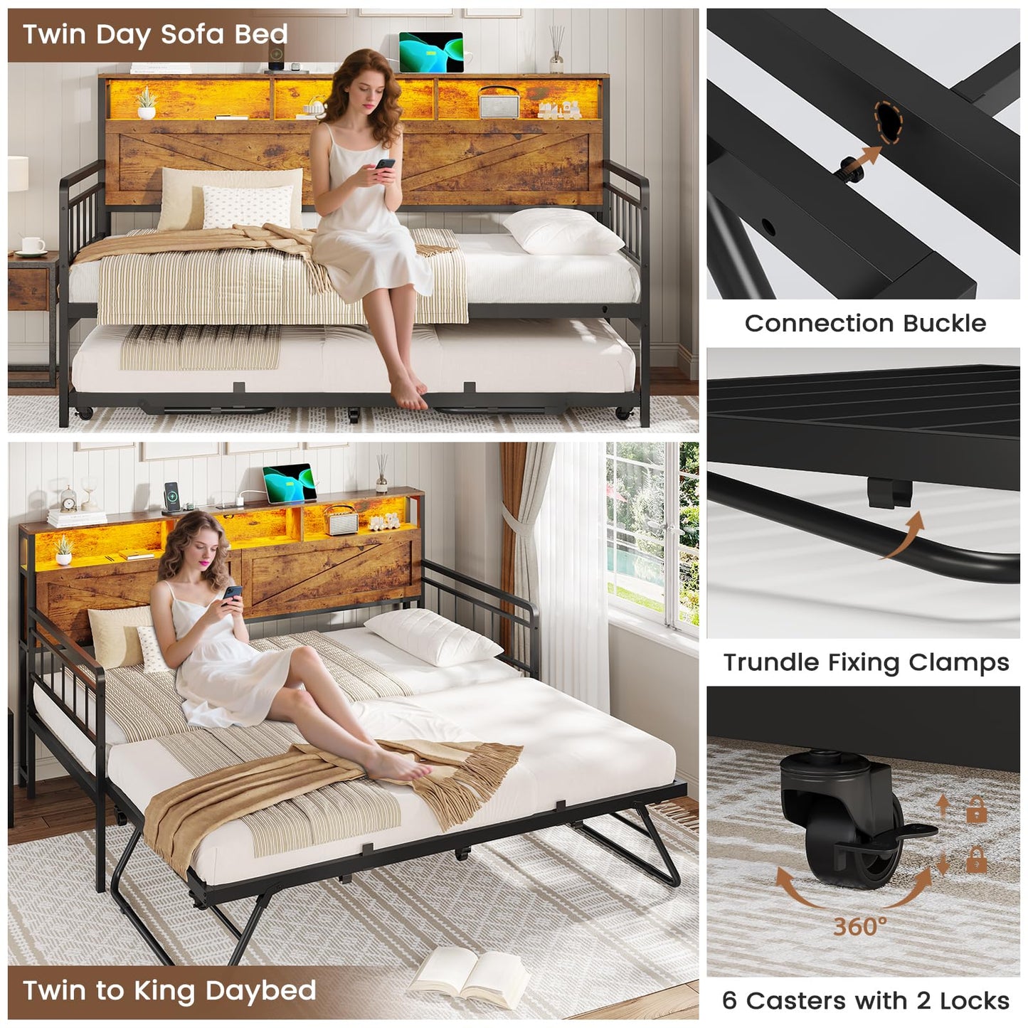 Day Bed with Trundle Bed Twin