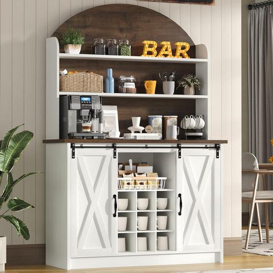 67” Tall Coffee Bar with Sliding Barn Doors