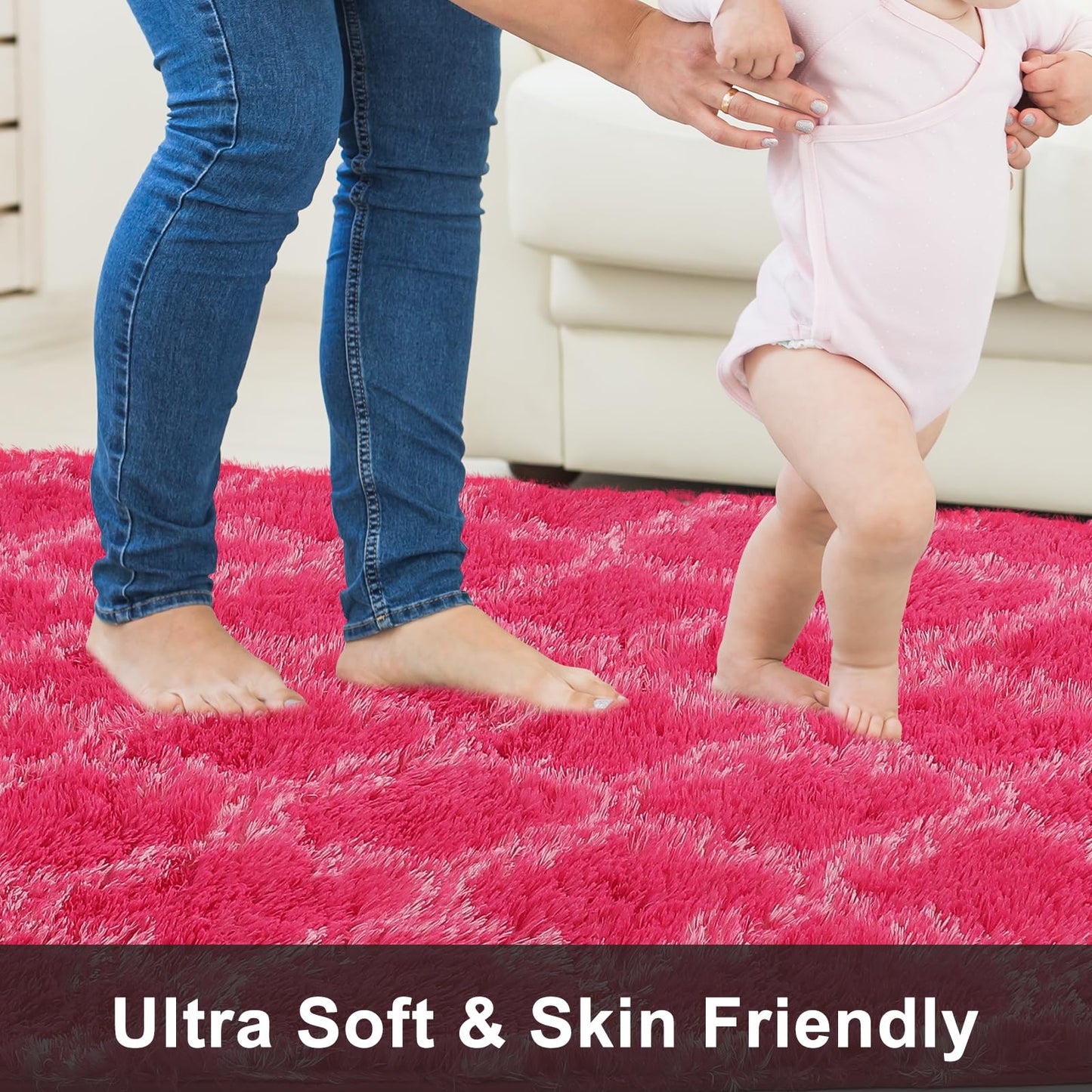 Hot Pink/White Area Rugs