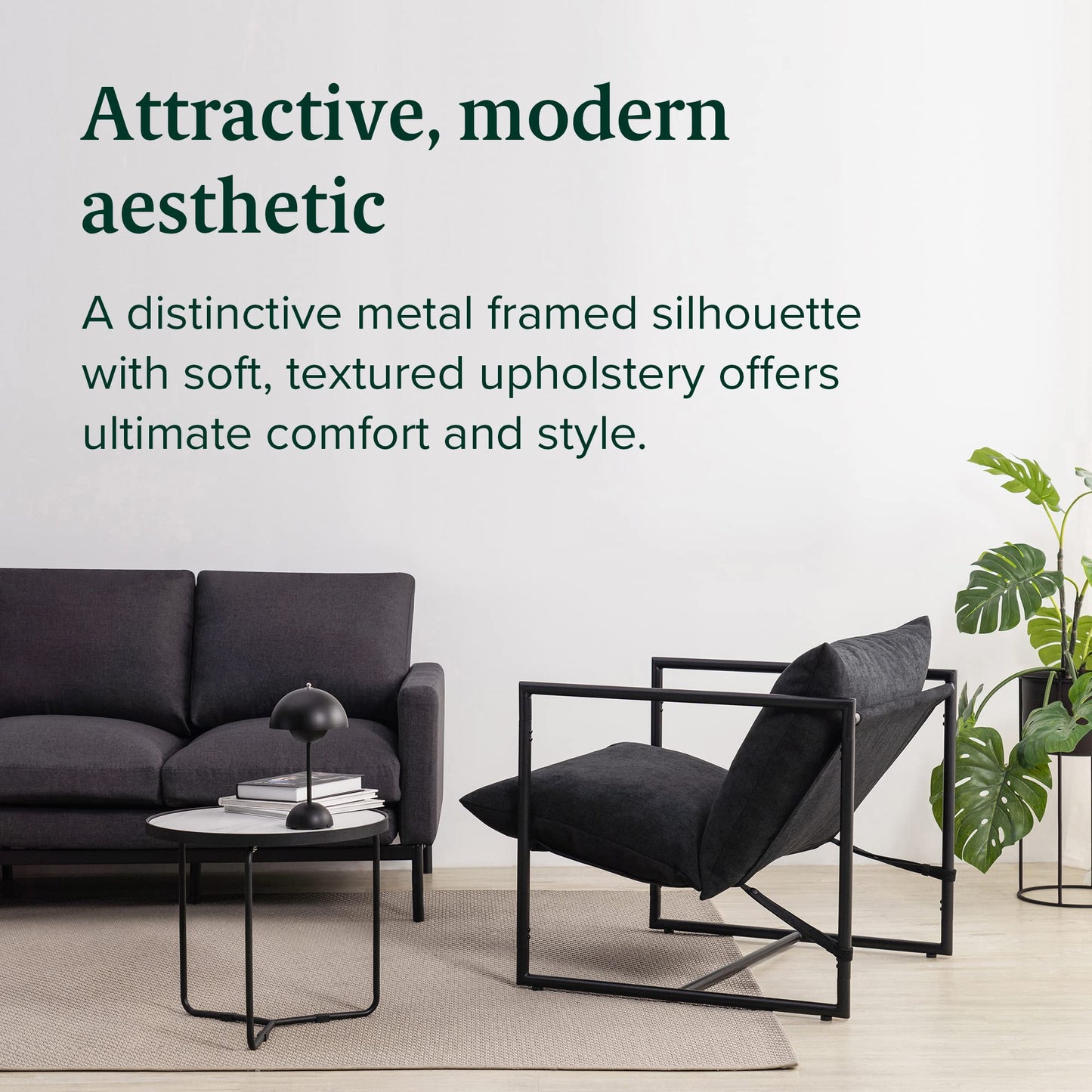 Metal Framed Armchair with Shredded Foam Cushioning