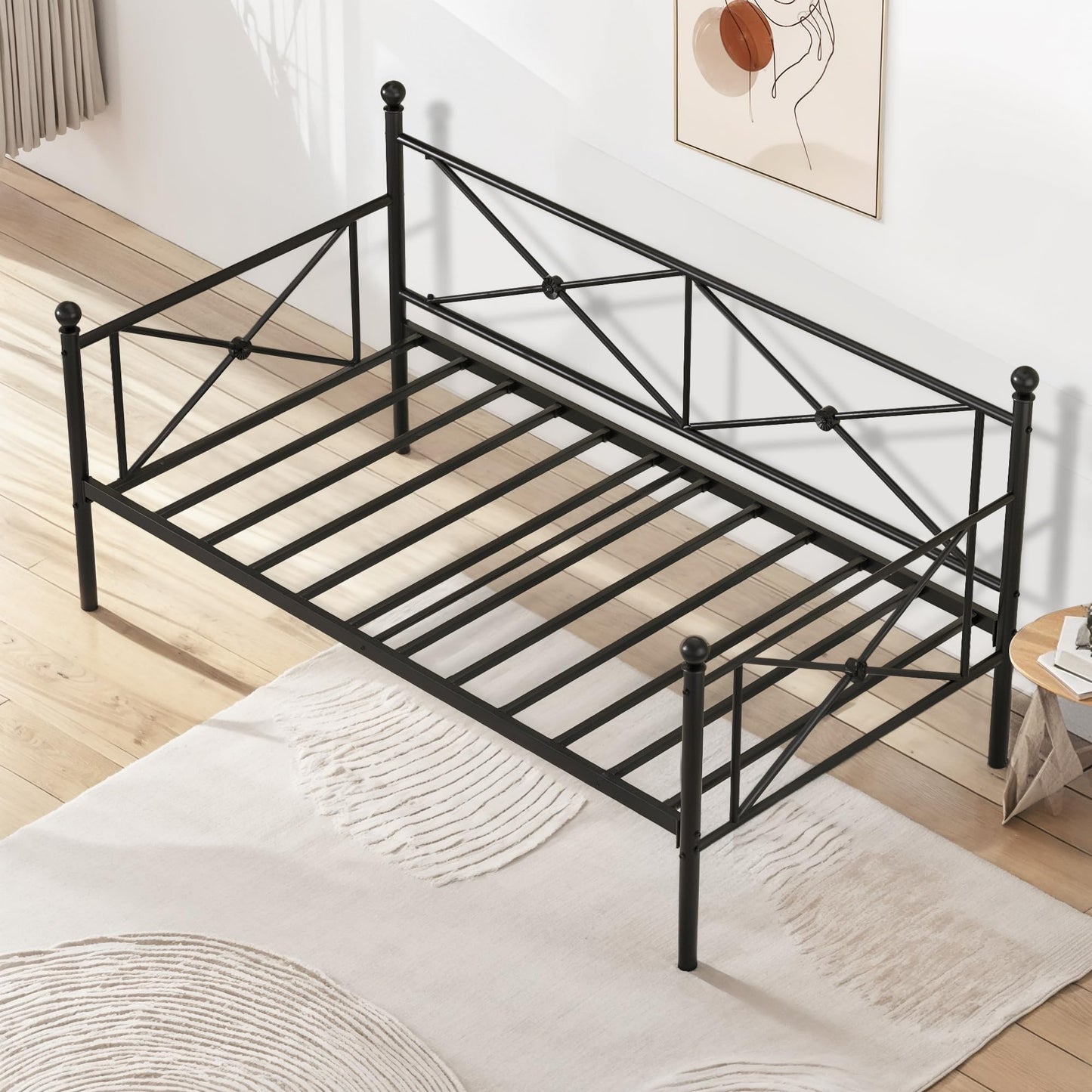 Metal Day Bed with Stylish Headboard