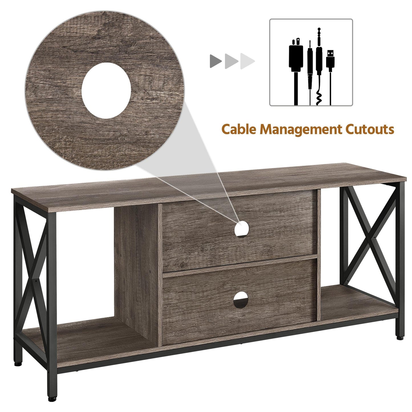 Taupe Wood 65 Inch TV Stand