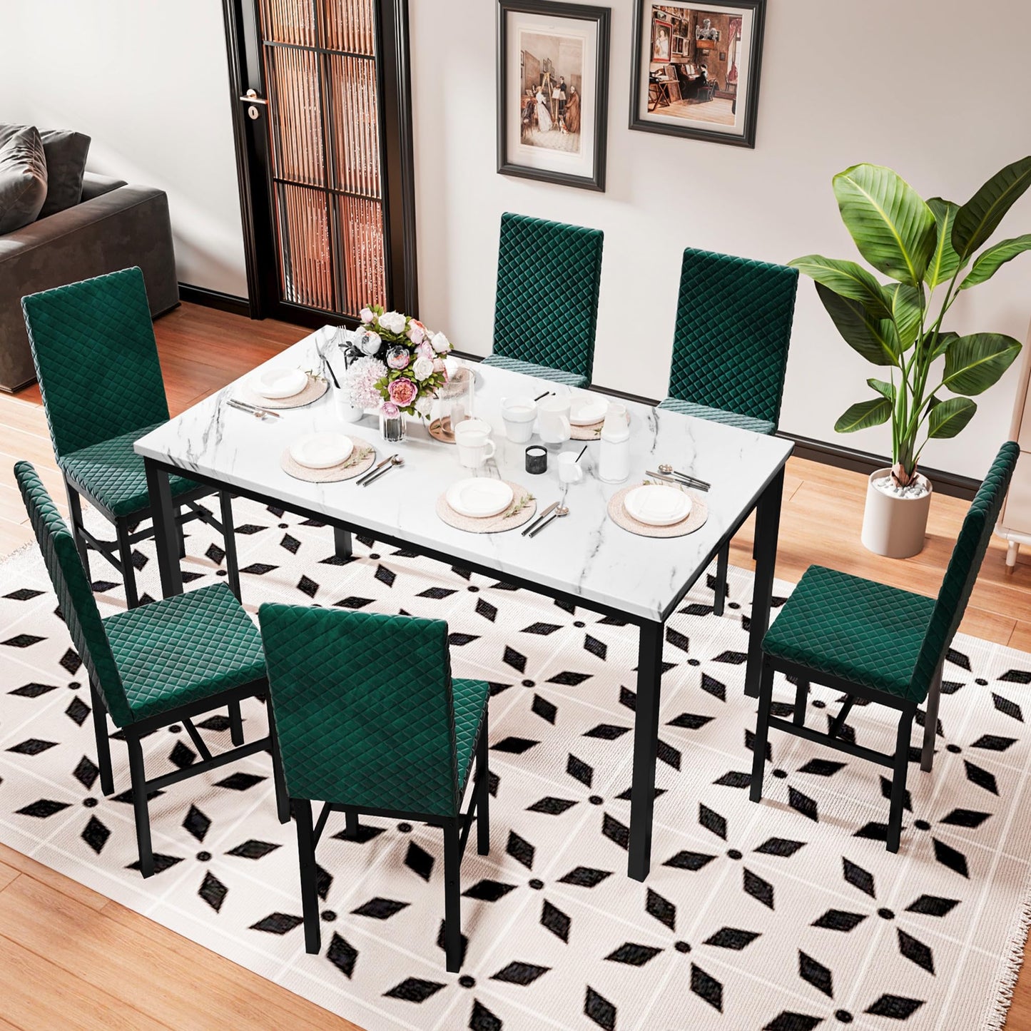 Green Dining Table Set