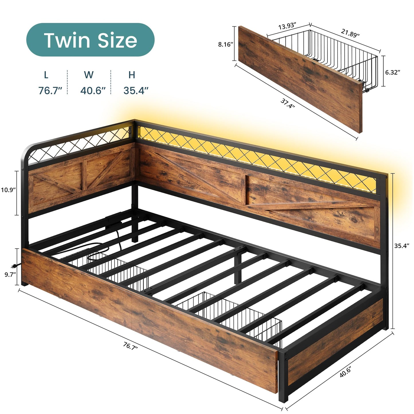 Twin Daybed with Storage Drawers