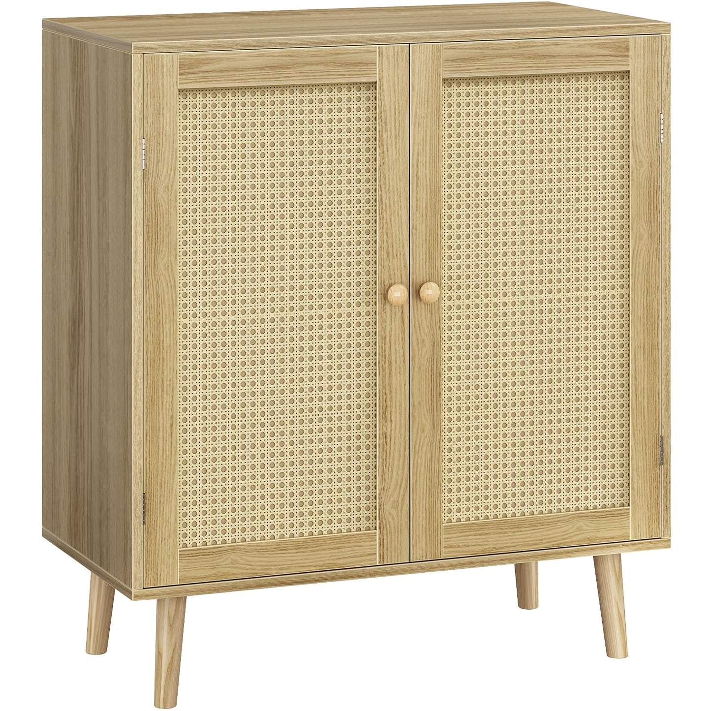 Storage Cabinet with PE Rattan Décor Doors