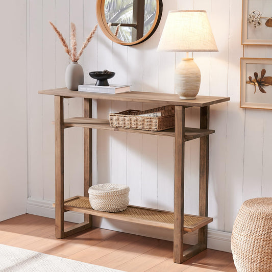 Boho Solid Wood Console Table – 39.4 Inches