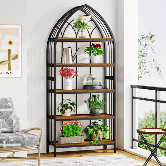 5-Tier Indoor Plant Standustic Brown & Black)