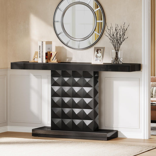 Modern Black Mirrored Console Table
