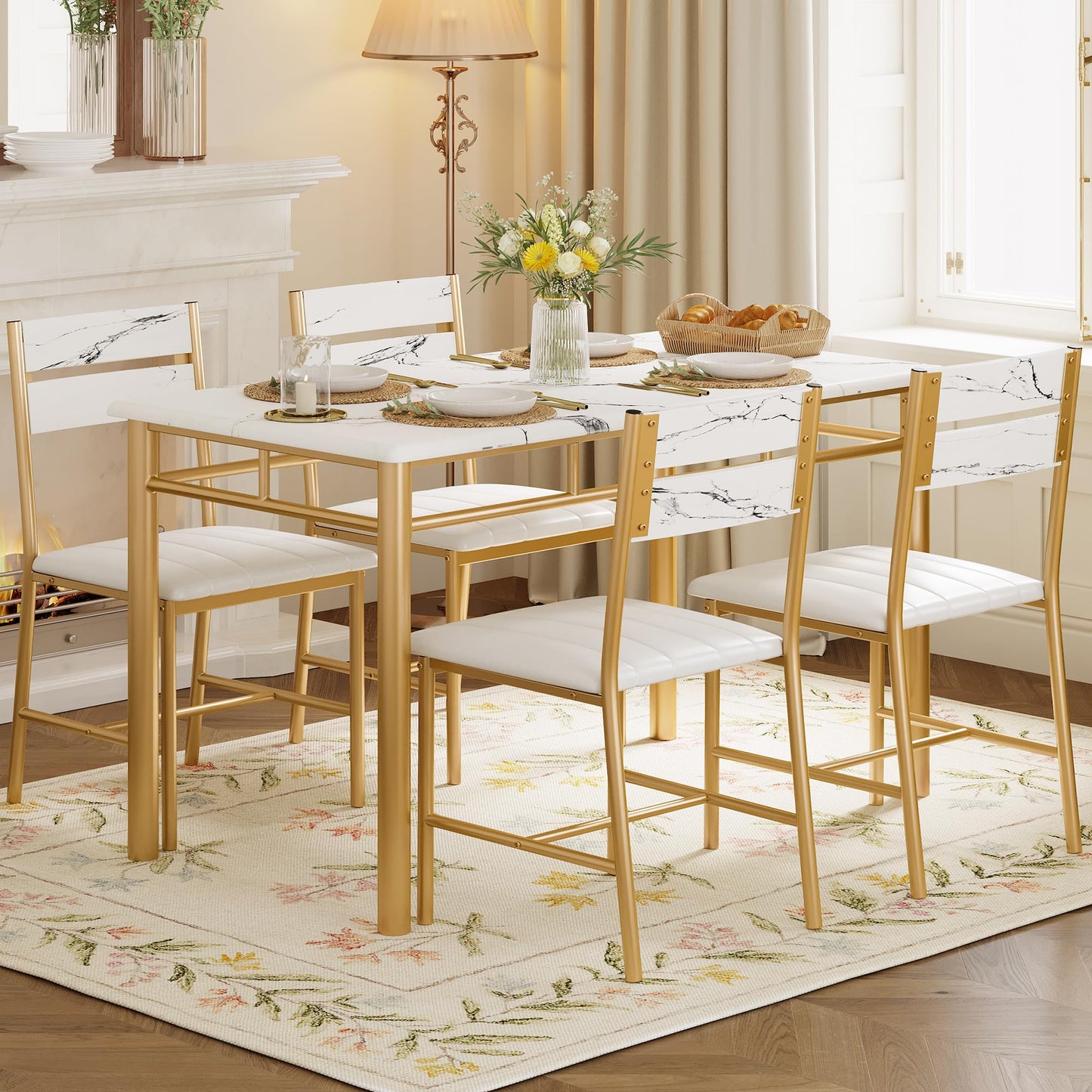 White & Gold Dining Table