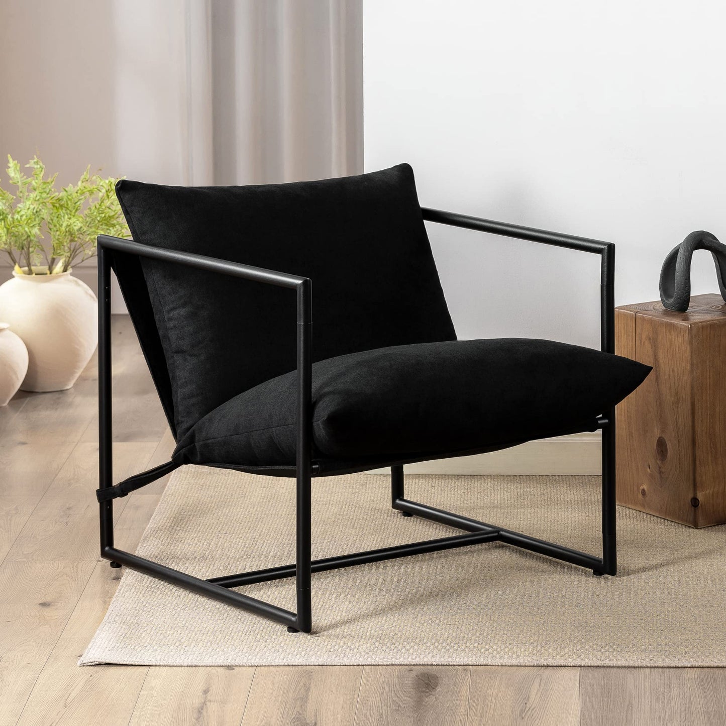 Metal Framed Armchair with Shredded Foam Cushioning