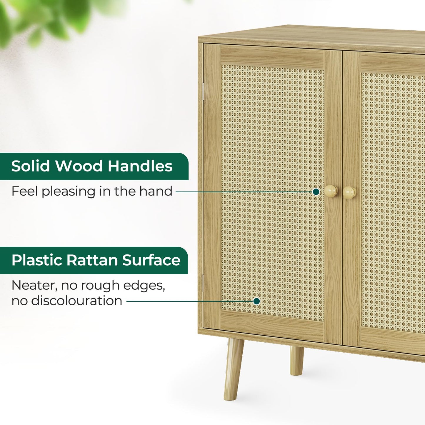 Storage Cabinet with PE Rattan Décor Doors