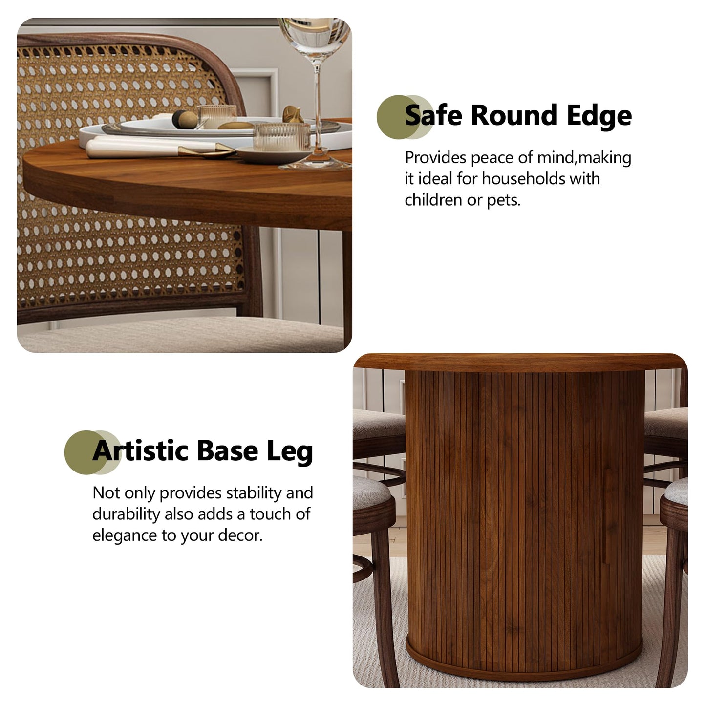 Walnut+hidden Storage - 47 inch Round Dining Table