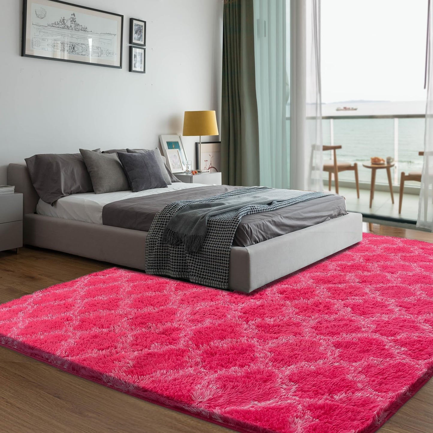 Hot Pink/White Area Rugs