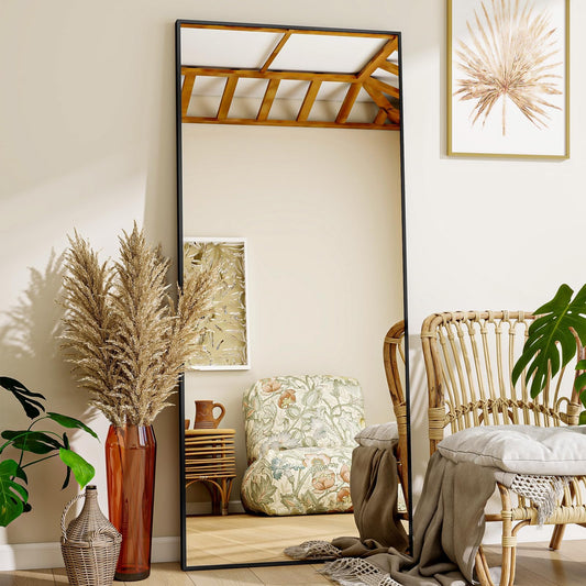 Floor Mirror with Stand, Aluminum Alloy Frame Full Body Mirror