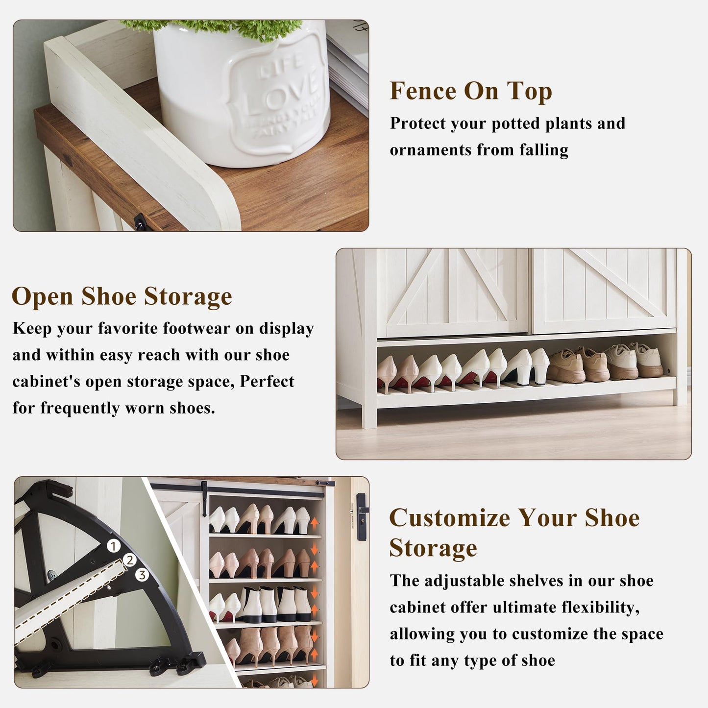 Shoe Storage Cabinet with 2 Flip Drawers & Sliding Door
