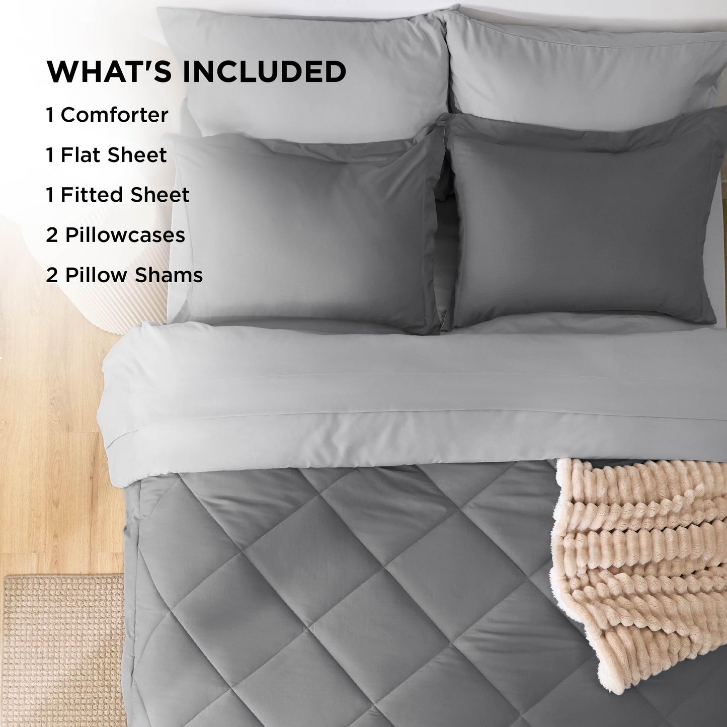 7 Pieces Reversible Comforter Set - Queen